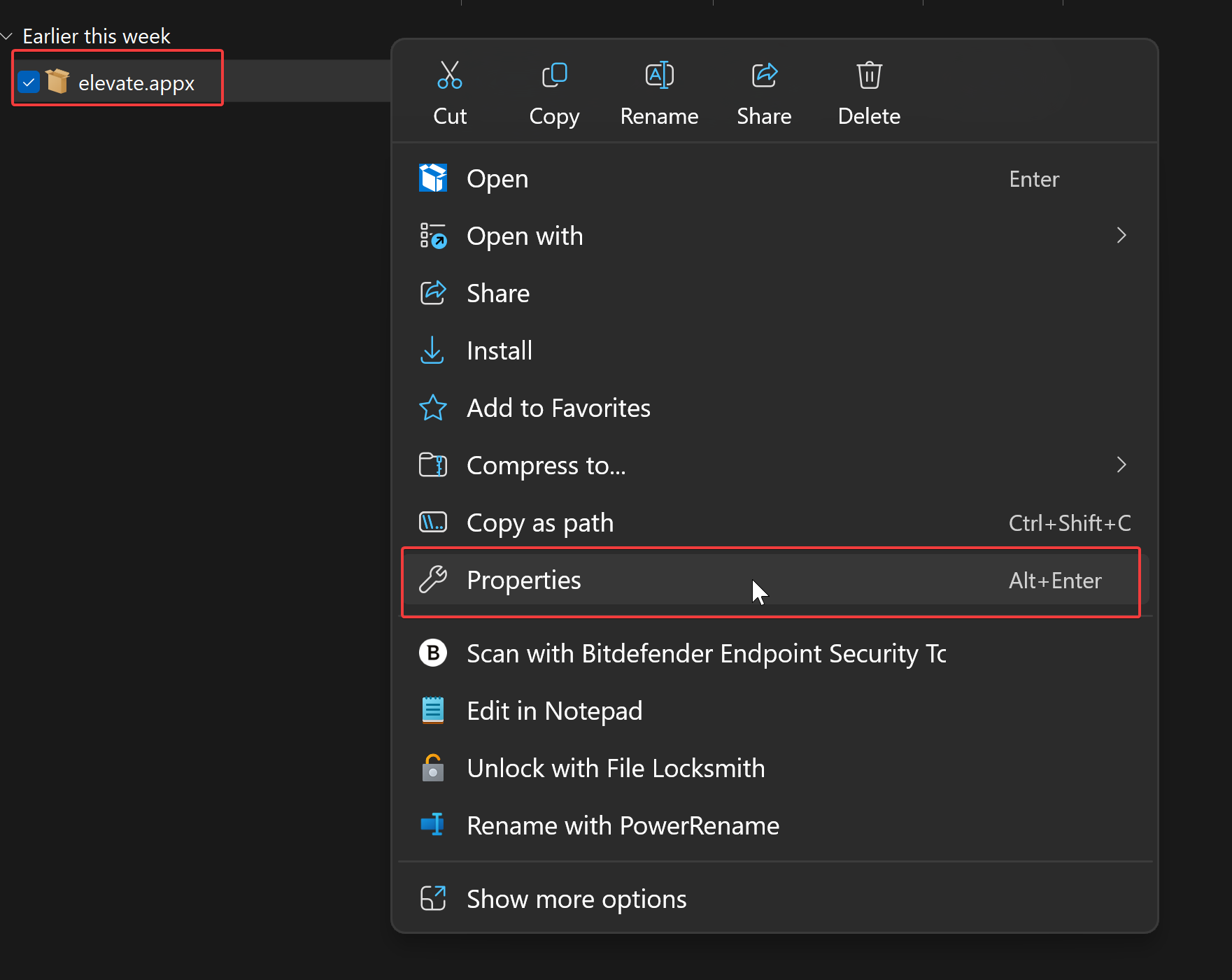 open bundle properties